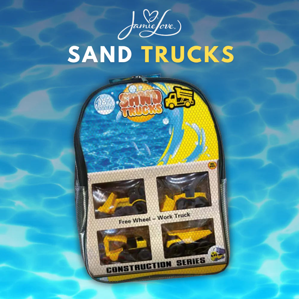 Jamie Love™ 4-Piece Sand Trucks Construction Set.      FREE SHIPPING